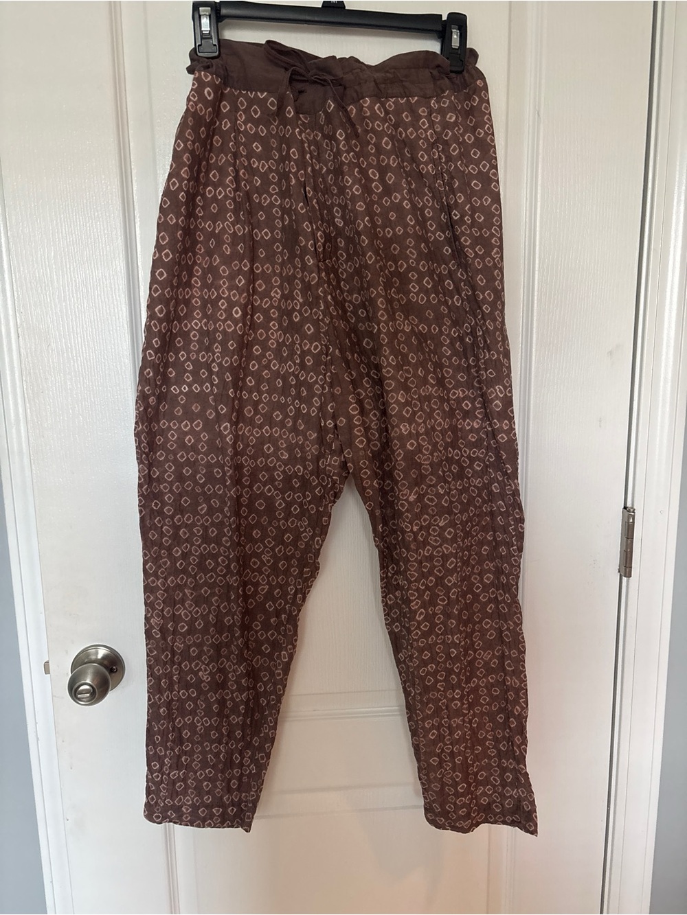 Brown Printed Relaxed Fit Women's Pants